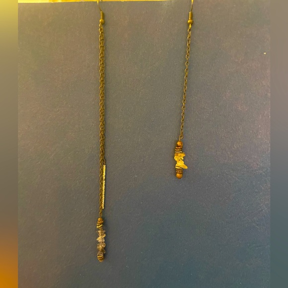 Genuine Amethyst Citrine Beaded Gemstone Drop Earrings / Different Length 💜💛 - Picture 4 of 5